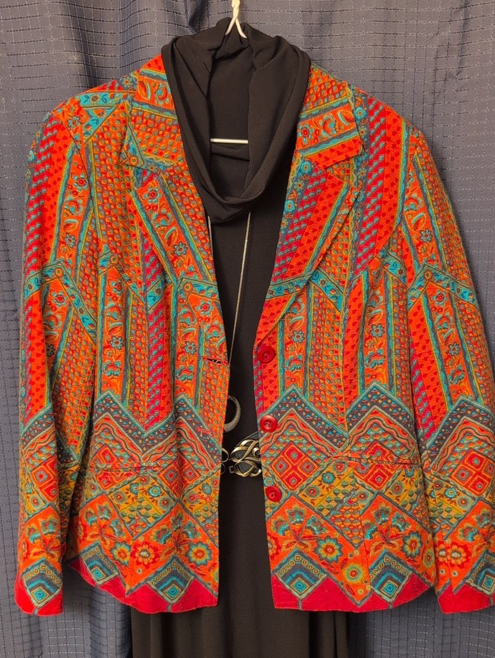 Coldwater Creek Multicolored Festive Patterned Blazer  Sz 14